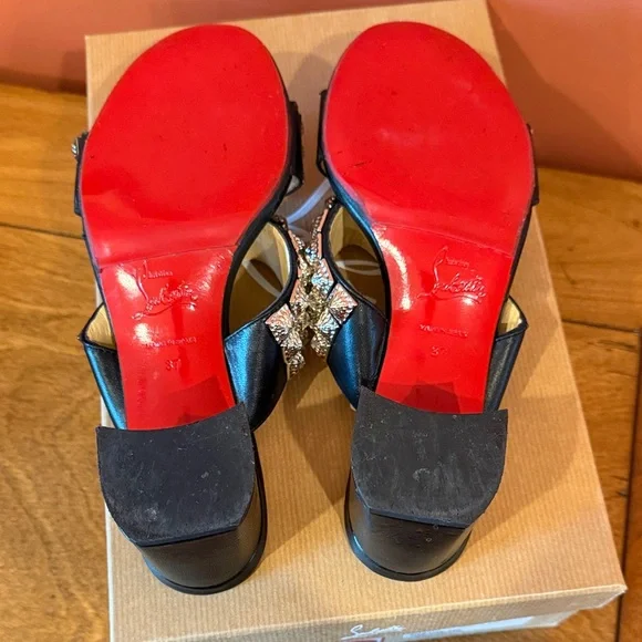 Christian Louboutin Black Heels with Silver Embellishments - Picture 4 of 8